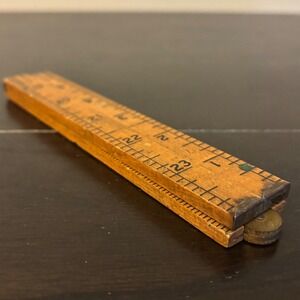 Vintage Stanley | No 68 Folding Ruler | 2 Foot Boxwood Brass 4 Fold | USA Tool